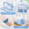 2 x 2 layered clear plastic divider storage boxes with removable tray 11.42x6.3x5.71 In(Blue) Multipurpose Stationery Storage Box with Handle Portable Sewing Box Transparent Case for Home